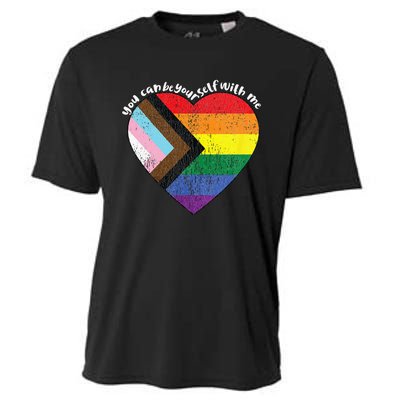 Pride Safe Space Heart LGBTQ+ You Can Be Yourself With Me Cooling Performance Crew T-Shirt