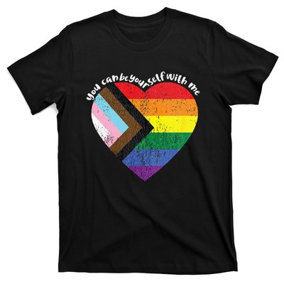 Pride Safe Space Heart LGBTQ+ You Can Be Yourself With Me T-Shirt