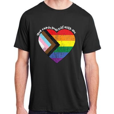 Pride Safe Space Heart LGBTQ+ You Can Be Yourself With Me Adult ChromaSoft Performance T-Shirt