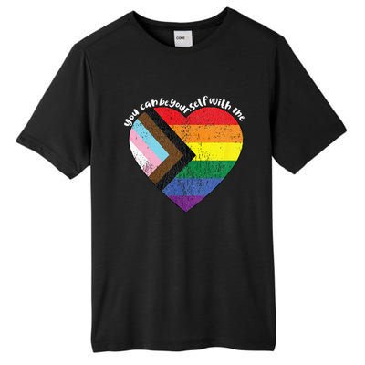 Pride Safe Space Heart LGBTQ+ You Can Be Yourself With Me Tall Fusion ChromaSoft Performance T-Shirt