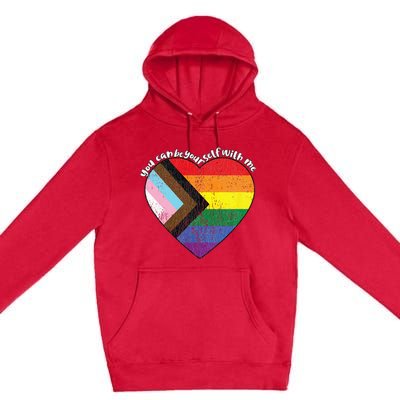 Pride Safe Space Heart LGBTQ+ You Can Be Yourself With Me Premium Pullover Hoodie