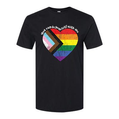 Pride Safe Space Heart LGBTQ+ You Can Be Yourself With Me Softstyle CVC T-Shirt