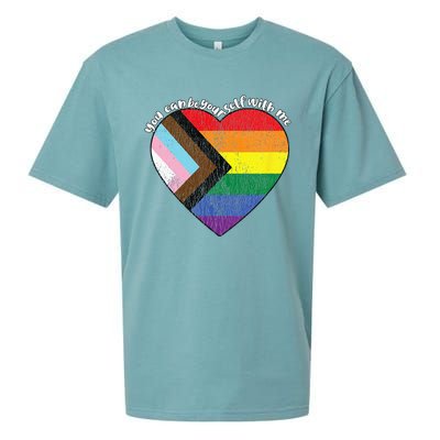 Pride Safe Space Heart LGBTQ+ You Can Be Yourself With Me Sueded Cloud Jersey T-Shirt