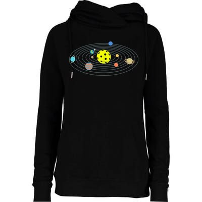 Pickleball Solar System Womens Funnel Neck Pullover Hood