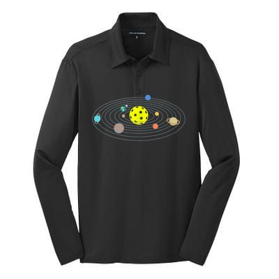 Pickleball Solar System Silk Touch Performance Long Sleeve Polo