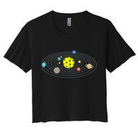 Pickleball Solar System Women's Crop Top Tee