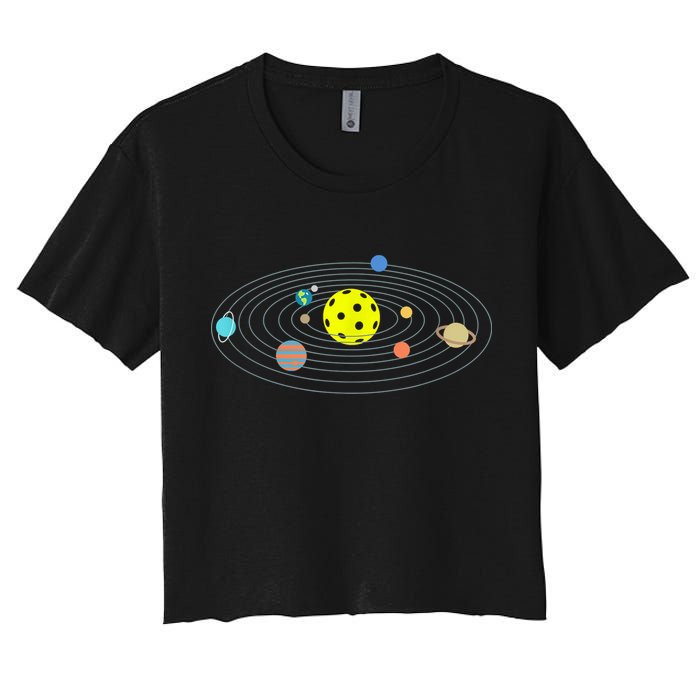 Pickleball Solar System Women's Crop Top Tee