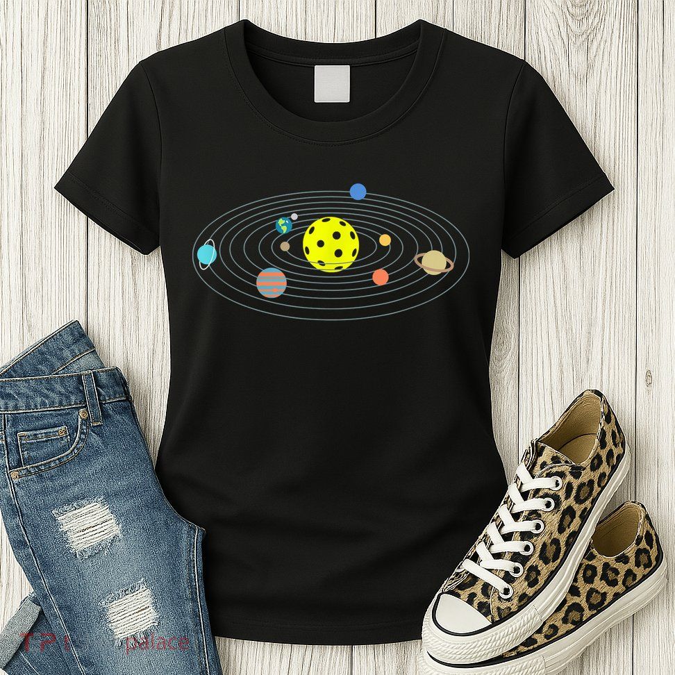 Pickleball Solar System Womens T-Shirt