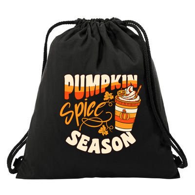 Pumpkin Spice Season Latte Coffee Fall Autumn Funny Drawstring Bag