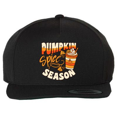 Pumpkin Spice Season Latte Coffee Fall Autumn Funny Wool Snapback Cap