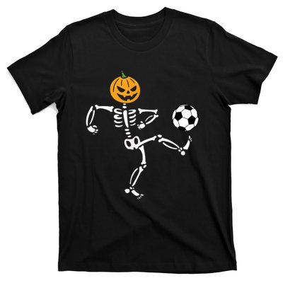 Pumpkin Skeleton Soccer Player Halloween Soccer T-Shirt