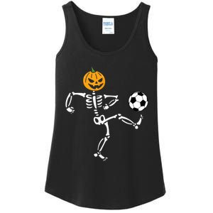 Pumpkin Skeleton Soccer Player Halloween Soccer Ladies Essential Tank