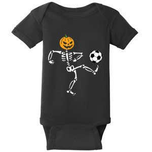 Pumpkin Skeleton Soccer Player Halloween Soccer Baby Bodysuit