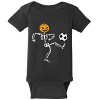 Pumpkin Skeleton Soccer Player Halloween Soccer Baby Bodysuit