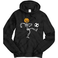 Pumpkin Skeleton Soccer Player Halloween Soccer Tie Dye Hoodie