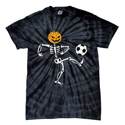 Pumpkin Skeleton Soccer Player Halloween Soccer Tie-Dye T-Shirt