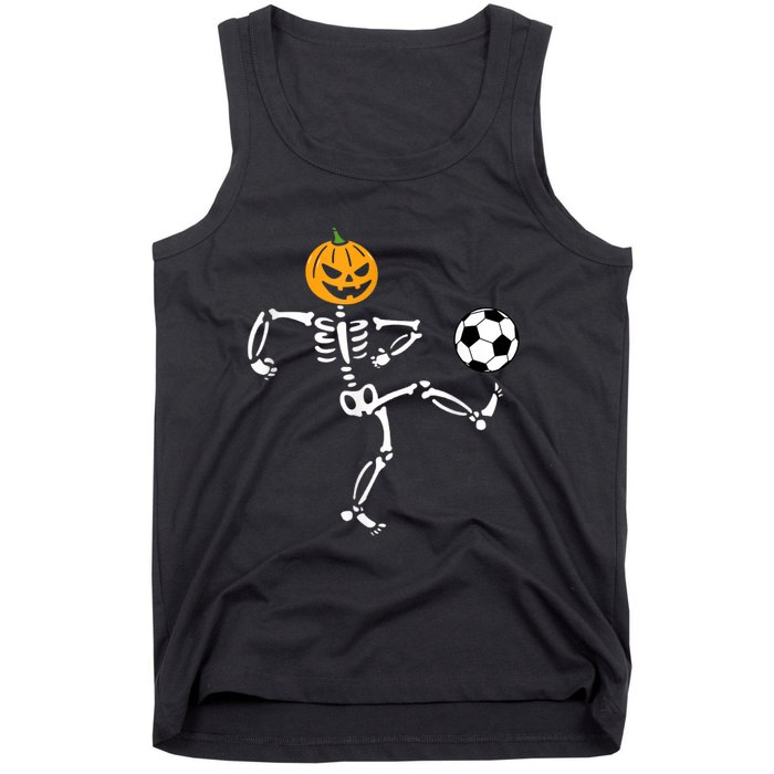 Pumpkin Skeleton Soccer Player Halloween Soccer Tank Top