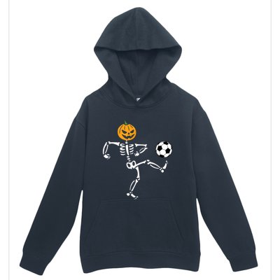 Pumpkin Skeleton Soccer Player Halloween Soccer Urban Pullover Hoodie