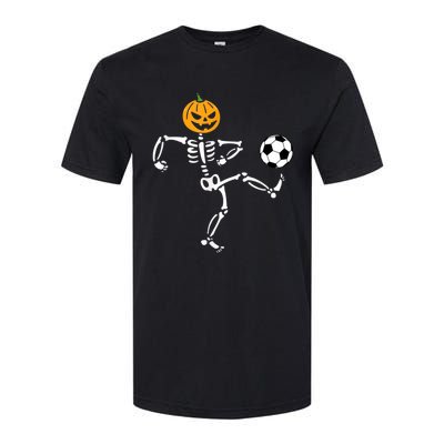 Pumpkin Skeleton Soccer Player Halloween Soccer Softstyle CVC T-Shirt