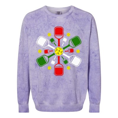 Pickleball Set Snowflake Merry Christmas Xmas Colorblast Crewneck Sweatshirt