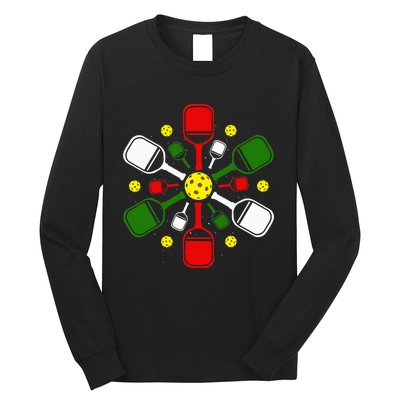 Pickleball Set Snowflake Merry Christmas Xmas Long Sleeve Shirt