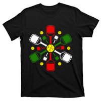 Pickleball Set Snowflake Merry Christmas Xmas T-Shirt