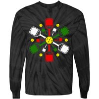 Pickleball Set Snowflake Merry Christmas Xmas Tie-Dye Long Sleeve Shirt