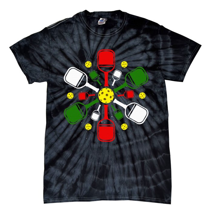 Pickleball Set Snowflake Merry Christmas Xmas Tie-Dye T-Shirt