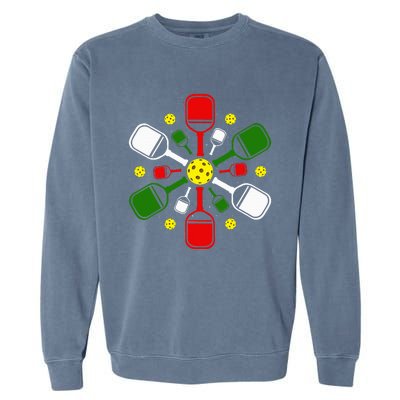 Pickleball Set Snowflake Merry Christmas Xmas Garment-Dyed Sweatshirt