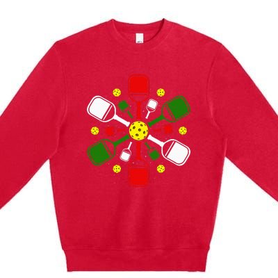 Pickleball Set Snowflake Merry Christmas Xmas Premium Crewneck Sweatshirt