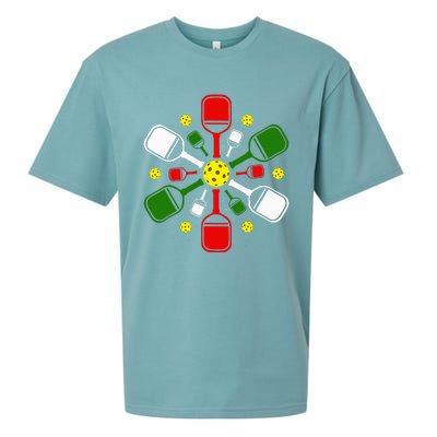 Pickleball Set Snowflake Merry Christmas Xmas Sueded Cloud Jersey T-Shirt