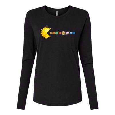 Planetary System Star Eating Planets Sun Funny Astronomy Womens Cotton Relaxed Long Sleeve T-Shirt