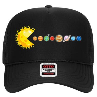 Planetary System Star Eating Planets Sun Funny Astronomy High Crown Mesh Back Trucker Hat