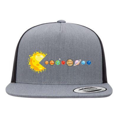 Planetary System Star Eating Planets Sun Funny Astronomy Flat Bill Trucker Hat