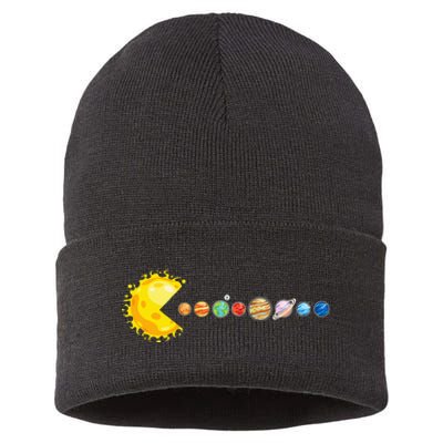 Planetary System Star Eating Planets Sun Funny Astronomy Sustainable Knit Beanie