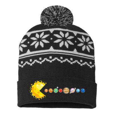 Planetary System Star Eating Planets Sun Funny Astronomy USA-Made Snowflake Beanie