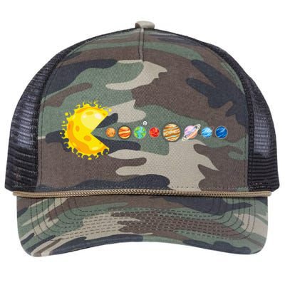 Planetary System Star Eating Planets Sun Funny Astronomy Retro Rope Trucker Hat Cap