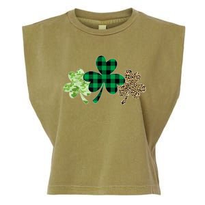 Plaid Shamrock Shirt Leopard Camouflage Fun St Patricks Day Garment-Dyed Women's Muscle Tee