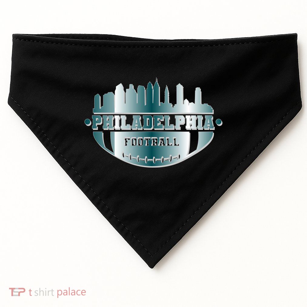 Philadelphia Skyline Shaped Into Football USA-Made Doggie Bandana