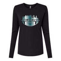 Philadelphia Skyline Shaped Into Football Womens Cotton Relaxed Long Sleeve T-Shirt