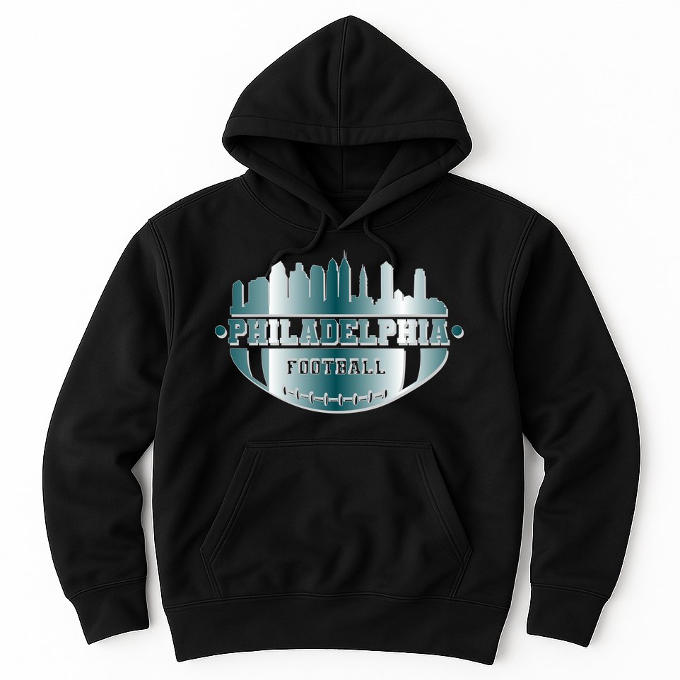 Philadelphia Skyline Shaped Into Football Hoodie