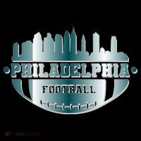 Philadelphia Skyline Shaped Into Football T-Shirt