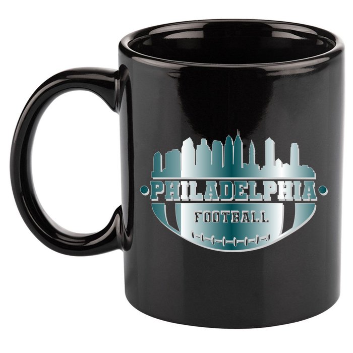 Philadelphia Skyline Shaped Into Football 11oz C Handle Ceramic Mug