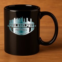 Philadelphia Skyline Shaped Into Football 11oz C Handle Ceramic Mug