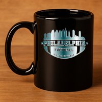 Philadelphia Skyline Shaped Into Football 11oz C Handle Ceramic Mug
