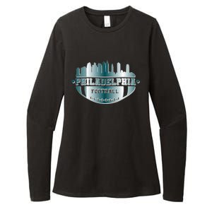 Philadelphia Skyline Shaped Into Football Womens CVC Long Sleeve Shirt