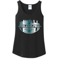 Philadelphia Skyline Shaped Into Football Ladies Essential Tank