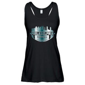 Philadelphia Skyline Shaped Into Football Ladies Essential Flowy Tank