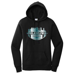 Philadelphia Skyline Shaped Into Football Women's Pullover Hoodie