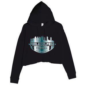 Philadelphia Skyline Shaped Into Football Crop Fleece Hoodie